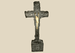 Antique Hand-Carved Crucifix with Bone Figure | Circa 18th–19th Century