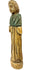 Three-quarter view of standing 18th-century wooden devotional figure with clasped hands