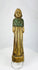 Detail view showing original painted garment traces on carved wooden figurine.