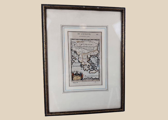 Original 1686 hand-colored map of Ottoman Europe published in Paris depicting Greece, Turkey, and the Balkans.