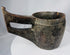 Traditional Himalayan hardwood ethnographic container with carved geometric border decoration