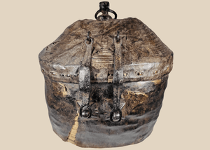 Antique Himalayan | Hide-Covered Storage Basket with Forged Iron Hardware |  Late 19th–Early 20th Century