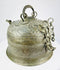 Antique Indian copper Paan Daan (betel box) with domed lid, swing handle, decorative chains, and locking clasp, late 18th–early 19th century.