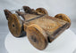 Historic hand-carved wooden processional cart likely originating from India