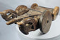 Hand-carved South Asian ceremonial cart with authentic age wear and patina