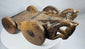 South Asian wooden ceremonial vehicle with decorative rosette and star motifs