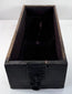 Lower lockable drawer from Japanese funa tansu showing long interior compartment, later textile lining and original iron fittings