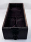 Deep lower drawer from an antique Japanese Edo period funa tansu, showing dark anti-tarnish textile lining, aged kiri wood and original iron lock plate with ring pull.