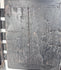 Back of the reinforced outer door of an antique Japanese Edo period funa tansu, showing aged kiri wood, historic wear, surface texture and iron hinge fittings.