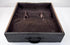 Shallow drawer from antique Japanese funa tansu showing textile-lined interior and large iron ring pull on the drawer front