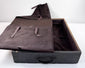 Open drawer from Edo period funa tansu showing later anti-tarnish fabric, ribbon fittings and divided silver storage arrangement