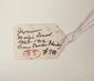 Original handwritten collector tag identifying the Japanese Meiji period 1868–1912 gunpowder flask with former price notation