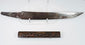 Antique Japanese kogatana showing the oxidized blade, pointed tip and mounting tang