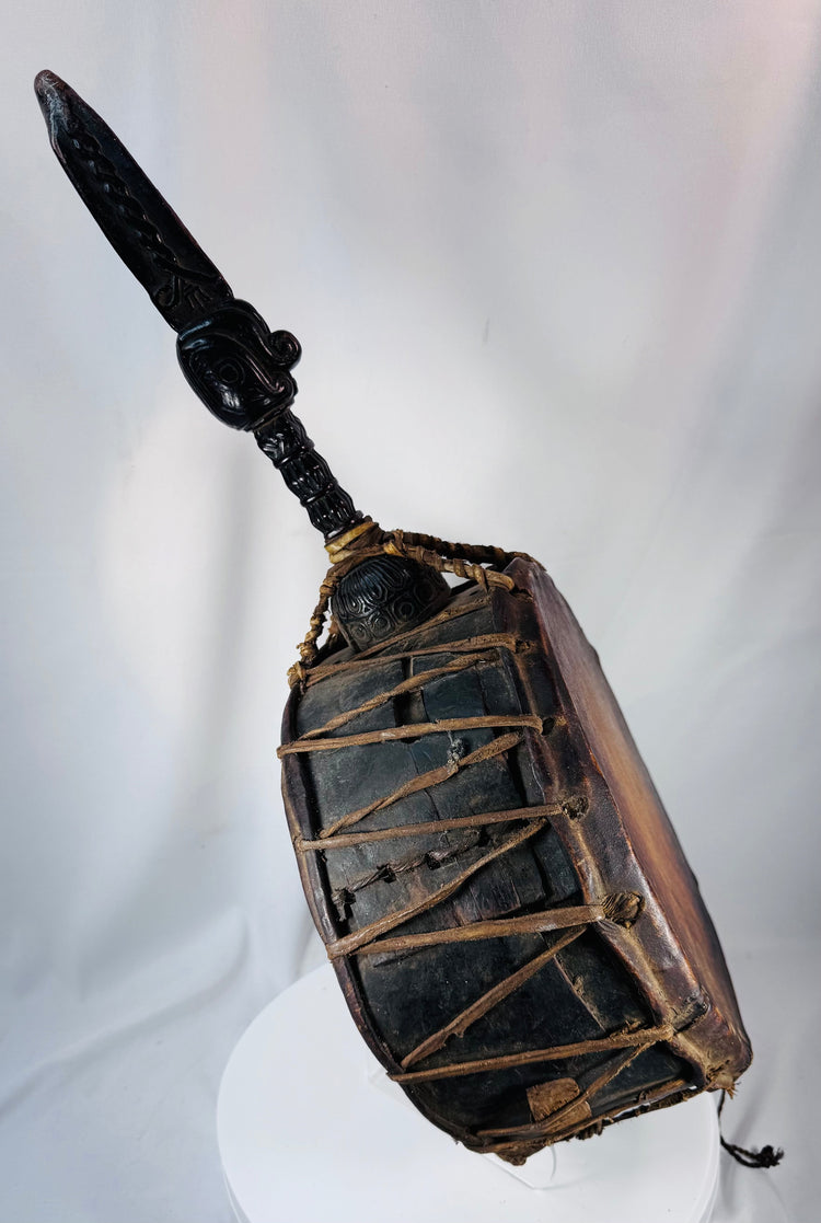 Traditional Dhyāngro ritual instrument used in Nepalese spiritual practices and trance ceremonies.