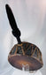 Handcrafted Nepal shaman's drum with original striker, carved handle, and evidence of prolonged ceremonial use.