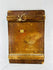 Back of antique Orthodox icon panel with wooden cross-bracing, aged patina, rope hanger and remnants of old label