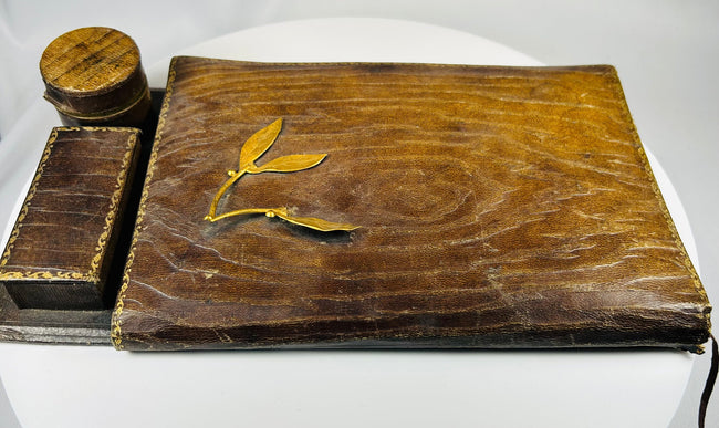 Early 20th century portable writing desk with brass-mounted inkwell