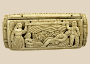Caja de rapé antigua de hueso tallado de prisionero de guerra | Circa 1790-1815