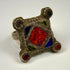 Traditional North African or Middle Eastern silver ring with geometric engraving, aged patina, and substantial band