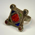 Antique Maghreb or Ottoman Levant silver ring featuring geometric engraving and a thick handcrafted shank