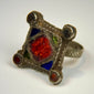 Antique Maghreb or Ottoman Levant silver ring featuring geometric engraving and a thick handcrafted shank