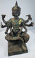 Full-length view of the four-faced Phra Phrom bronze with aged gilding