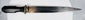 Forged steel Tibetan dagger with faceted horn grip and silvered guard