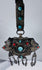 Large Tibetan gau shrine pendant with suspended leaf-shaped drops and decorative turquoise stone settings.