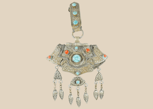 Antique Tibetan Gau Prayer Shrine Pendant | Turquoise & Coral Inlaid Amulet Box | Himalayan Buddhist Reliquary | Circa Late 19th – Early 20th Century
