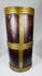 Himalayan hardwood storage jar displaying rich patina, hand-crafted brass fittings, and age-related wear.