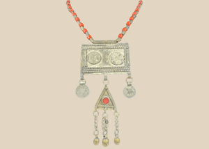 Antique Turkmen Tribal Necklace with Tumar Amulet | Central Asian Jewelry | Late 19th – Early 20th Century