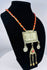 Antique Central Asian Turkmen pectoral necklace with suspended medallions, triangular amulet, and handcrafted decorative chains.