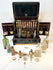 Victorian medical cabinet interior with removable storage trays and compartments