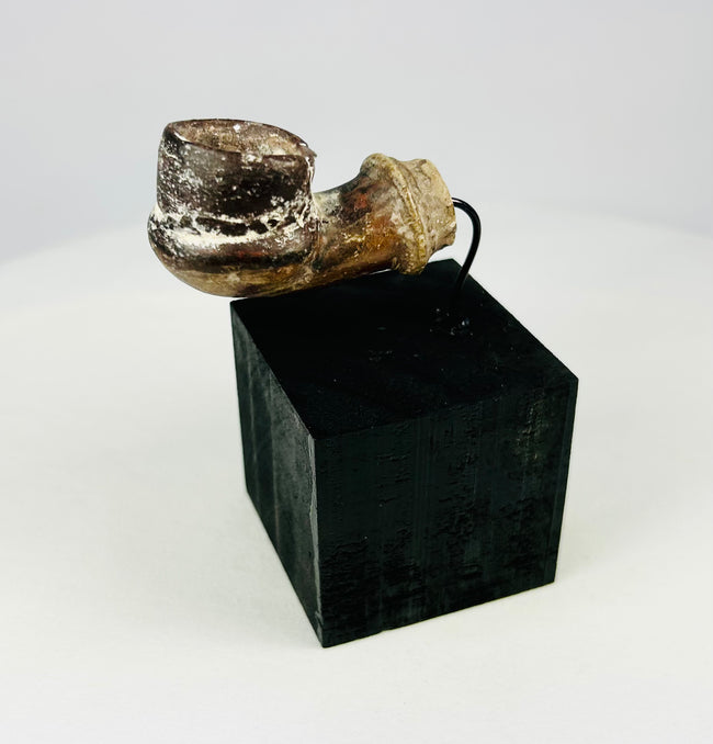 Islamic world pottery fragment with projecting stem, Ottoman era, mounted for display