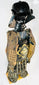 Right side profile of authentic Muromachi Samurai armor set with black lacquer kabuto, menpo mask, and Edo-period silk cords.