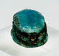 Authentic New Kingdom steatite scarab amulet photographed on museum-style display