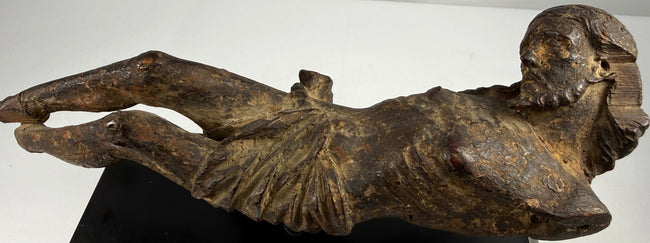 17th-century Baroque carved wooden corpus of Christ from Southern Europe with aged patina