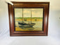 Signed oil on board painting Bateaux – Boat by Jules Ribeaucourt early 20th century
