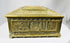 Antique European cigar box with detailed borders and wood lined interior
