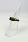 Late Roman brass ring displayed on a clear cone stand