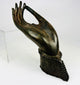 18th–19th century Northern Thai bronze Buddha hand fragment with chakra emblem, Lanna tradition, rich brown patina.