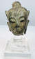 Antique Thai or Burmese crowned Buddha head with engraved headdress and serene expression