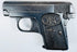 Early 20th-century FN Browning Model 1906 with silvered finish wear, slide serrations, and an FN grip monogram.