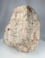Historic architectural stone fragment with carved religious scene and heavily weathered surface patina