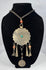 Mid-20th-century Kuchi-style necklace with scalloped metal pendant and interlinked chain