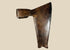 Early 19th-century Central European goosewing fishtail axe, forged iron with broad concave blade, fishtail end, and aged patina.