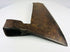 Historic European carpentry axe with elongated goosewing blade, hollow socket, and naturally aged iron surface