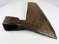 Historic European carpentry axe with elongated goosewing blade, hollow socket, and naturally aged iron surface