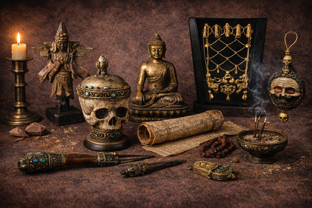 Reliques bouddhistes et hindoues : statues sacrées