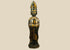Antique Tibetan Lama bronze figure, circa 1800s Qing Dynasty. Depicts high-ranking Buddhist master with peaked ceremonial hat, monastic robes, and ritual implement. Cast bronze with gilt and lacquer remnants, aged patina, and ritual wear.